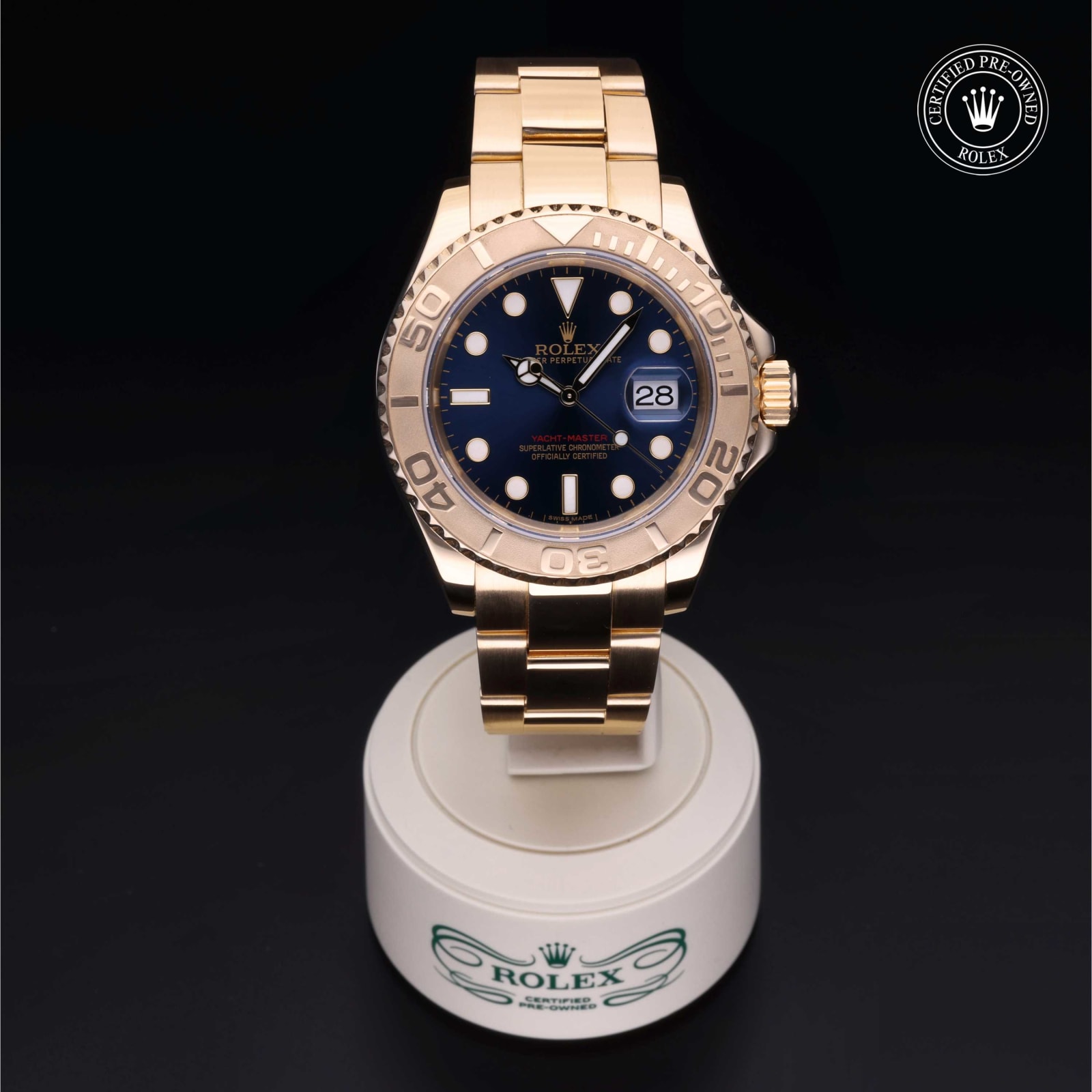 Rose Gold Pre Owned Yacht Master Rolex 126655 Used Black